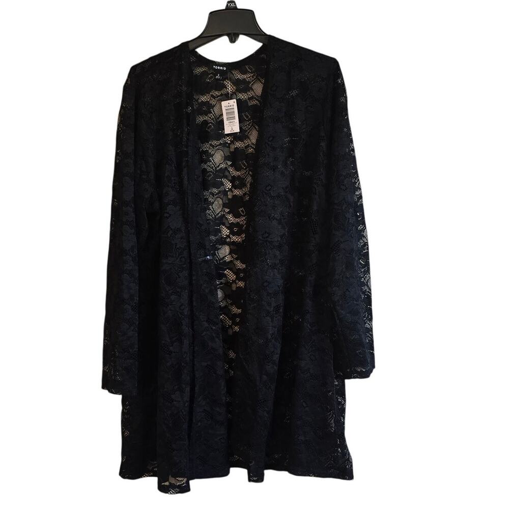 torrid black lace fit and flare kimono cardigan nwt 3x